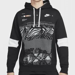 Nike Sportswear Worldwide Swoosh Fleece Hoodie Black Mens Medium
